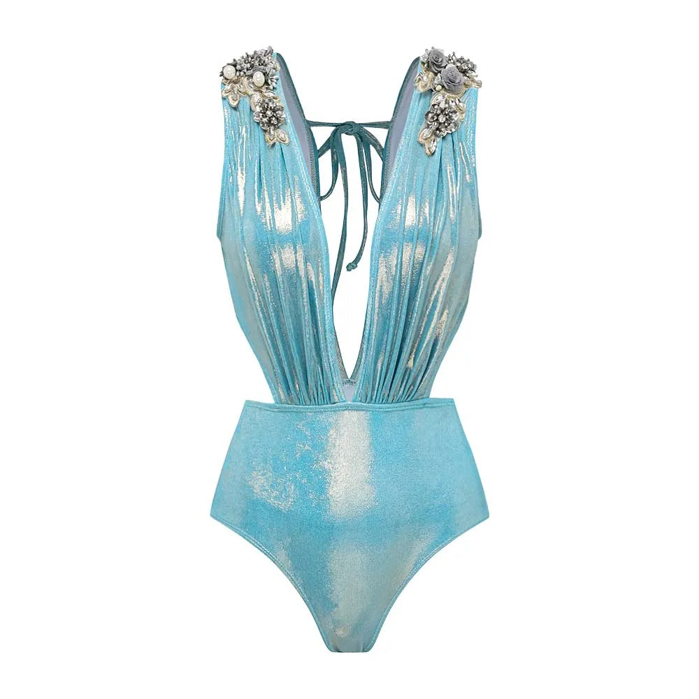 Bikini Bodysuit Swimwear Women With Skirt Bathing Suit Summer New Ruffle Splice Print Beachwear Holiday Bikini Cover Ups Outfits
