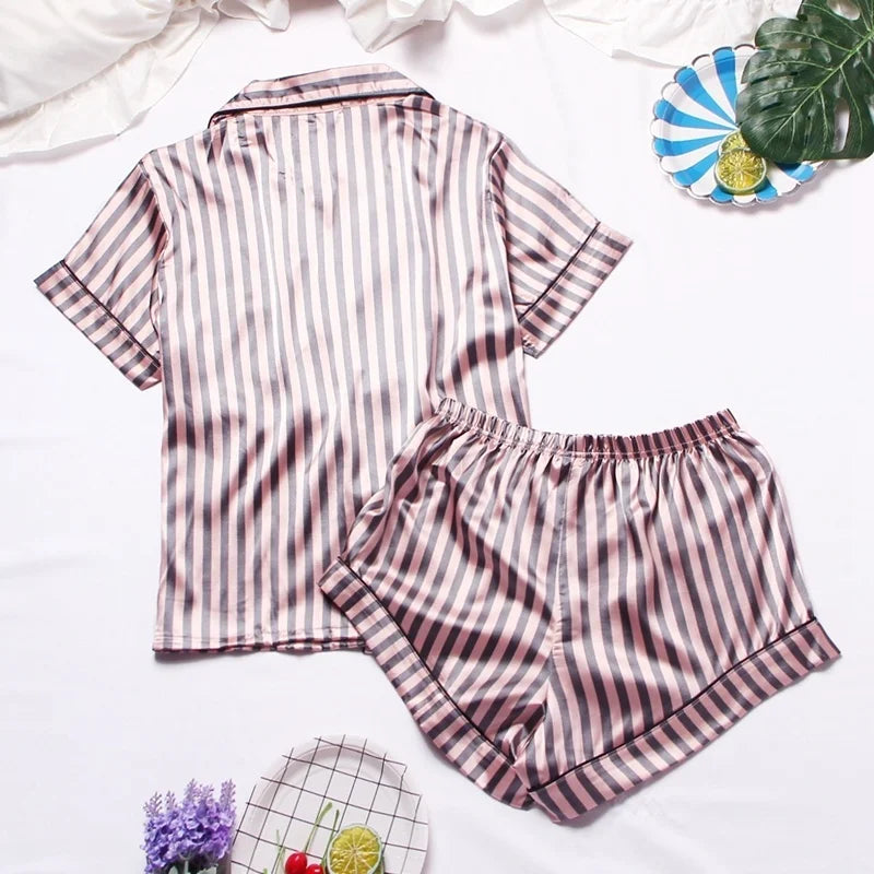Spring Autumn pajama women Silk Satin pajamas set Long sleeve Shirt with Trouser Sleepwear Loungewear Female Pyjamas Suits Mujer