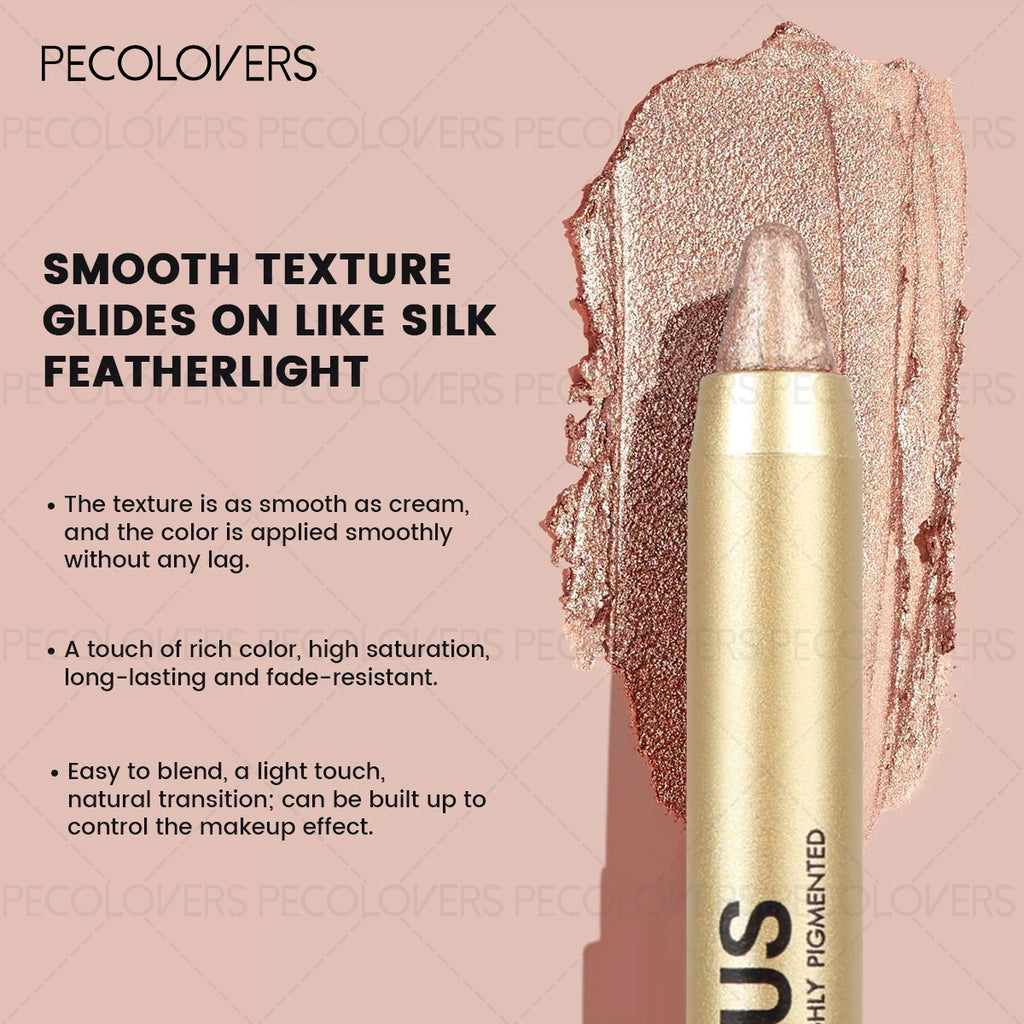 1 Pc Shimmer Eyeshadow Stick, Dual-ended Eyeshadow Pen, with Brush, Eye-catching Eye Makeup High Color Rendering, Concert Makeup