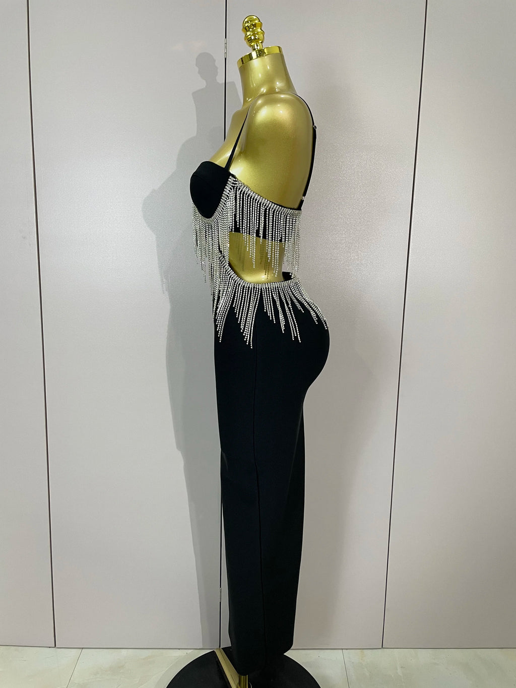 Stock Shinning Chain Sexy Strap Sleeveless Bodycon Long Bandage Dress Women Celebrate Evening Party High Quality Birthday Outfit