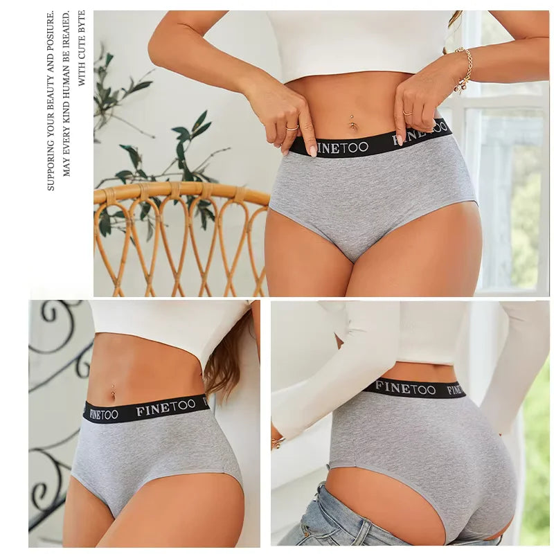Finetoo 6Pcs/Set Women Cotton Seamless Briefs Women Plus Size Panties Breathable Underwear Female High Waist Soft Lingerie S-XXL
