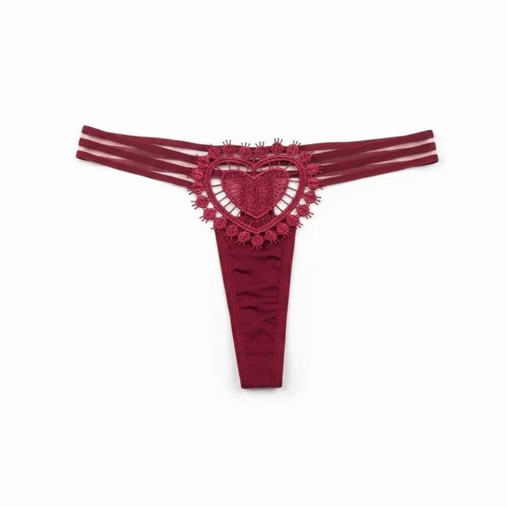 Intimate Wear Low Waist Ladies' Underwear Lace Heart Thin Strap T-back Briefs Hollow Out Panties Women's Thong Girl