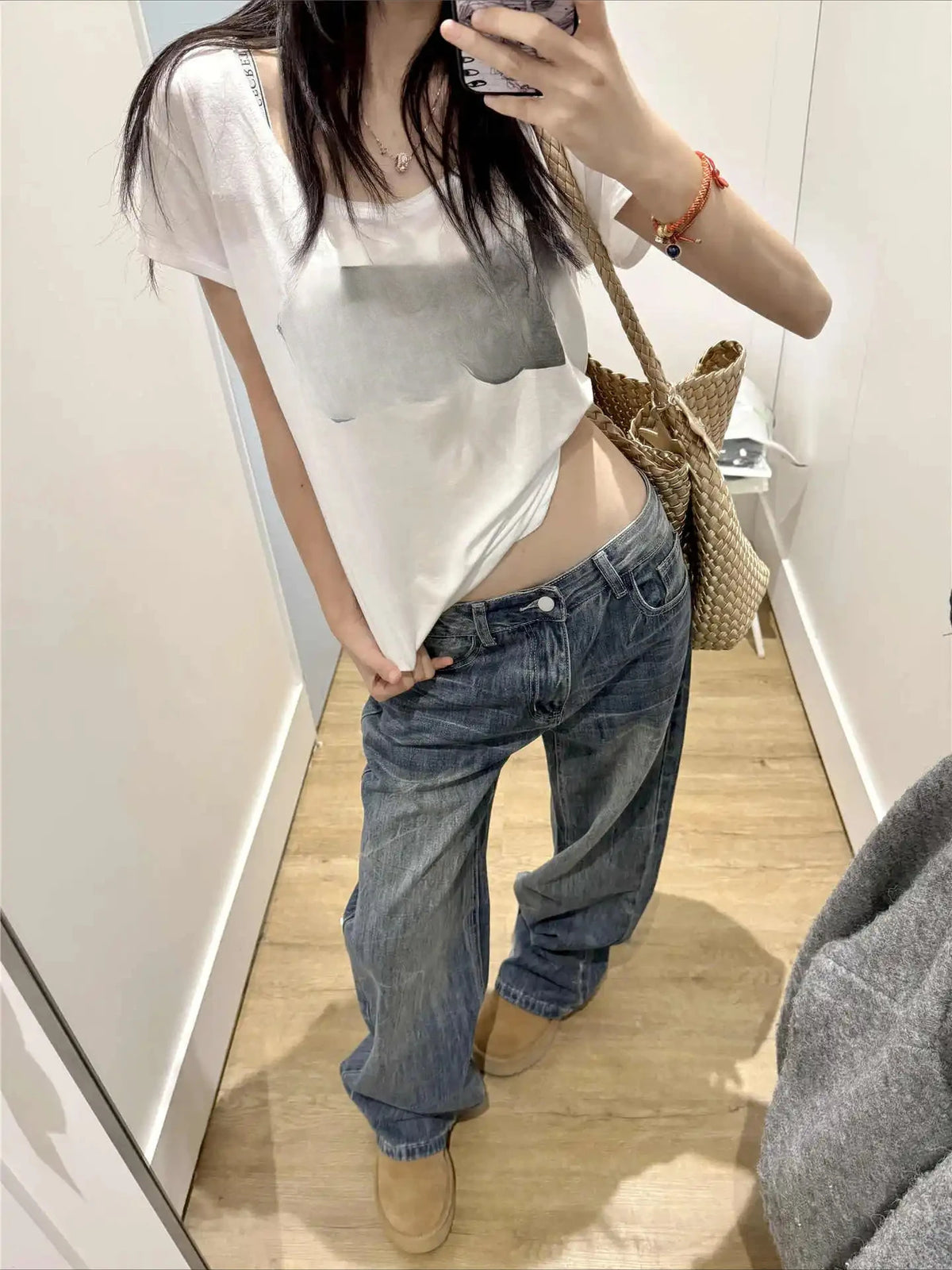 Women American Retro Baggy Jeans Streetwear Wide Leg Denim Pants Wide Fit Y2K High Street Harajuku Tide 2000s Trousers