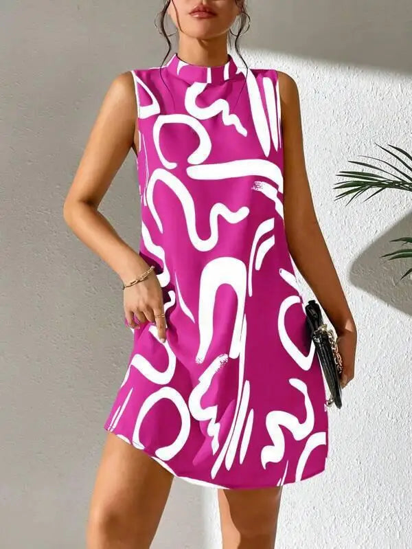Sexy Sleeveless Woman Dress Office Lady Spring Summer Fashion Elegant Stripe Print O-neck Off Shoulder Dresses For Women 2024