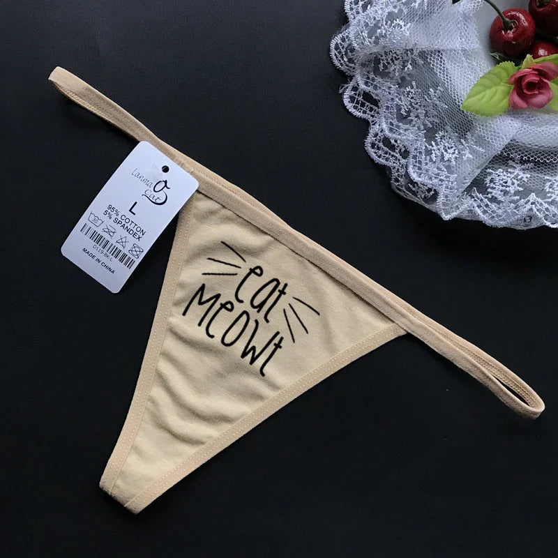 G string Underwear Women Hot Sexy Lingerie Panties Cotton Thongs T back Lingerie Ladies Funny Print T-Back Underwear