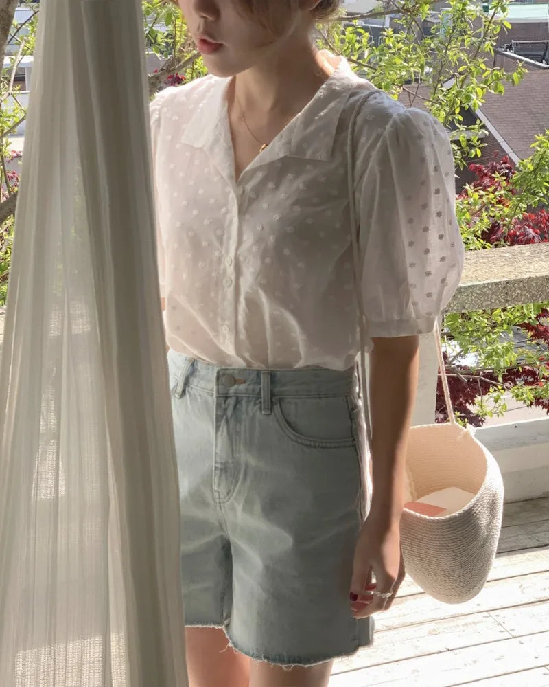 Shirts Women short sleeve V-Neck blouse shirts and tops  Korean Style Womens Clothing Elegant Leisure Chiffon blouses