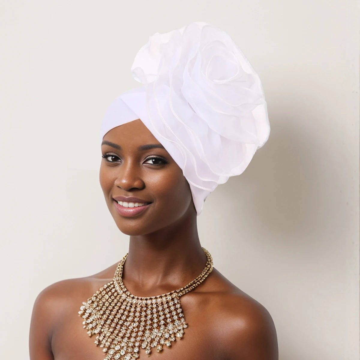 Exaggerated Large Flower Turban Hat for Women Nigeria Wedding Party Headwear Afrcian Female Head Wraps