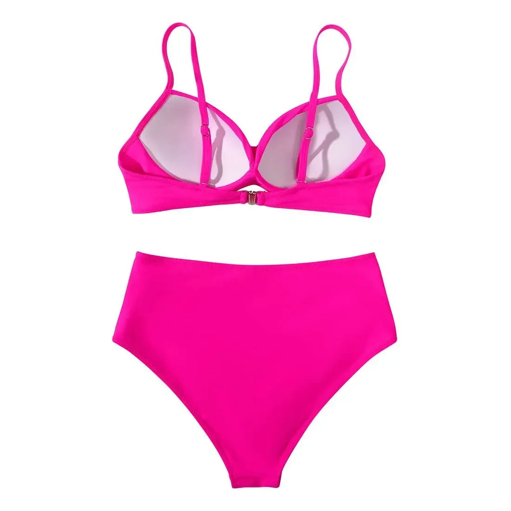 Slimming High Waist Bikini Set Women's Multi-Color Hard Bag Gathered Bikini Ideal for plus Size Swimsuits And Beachwear