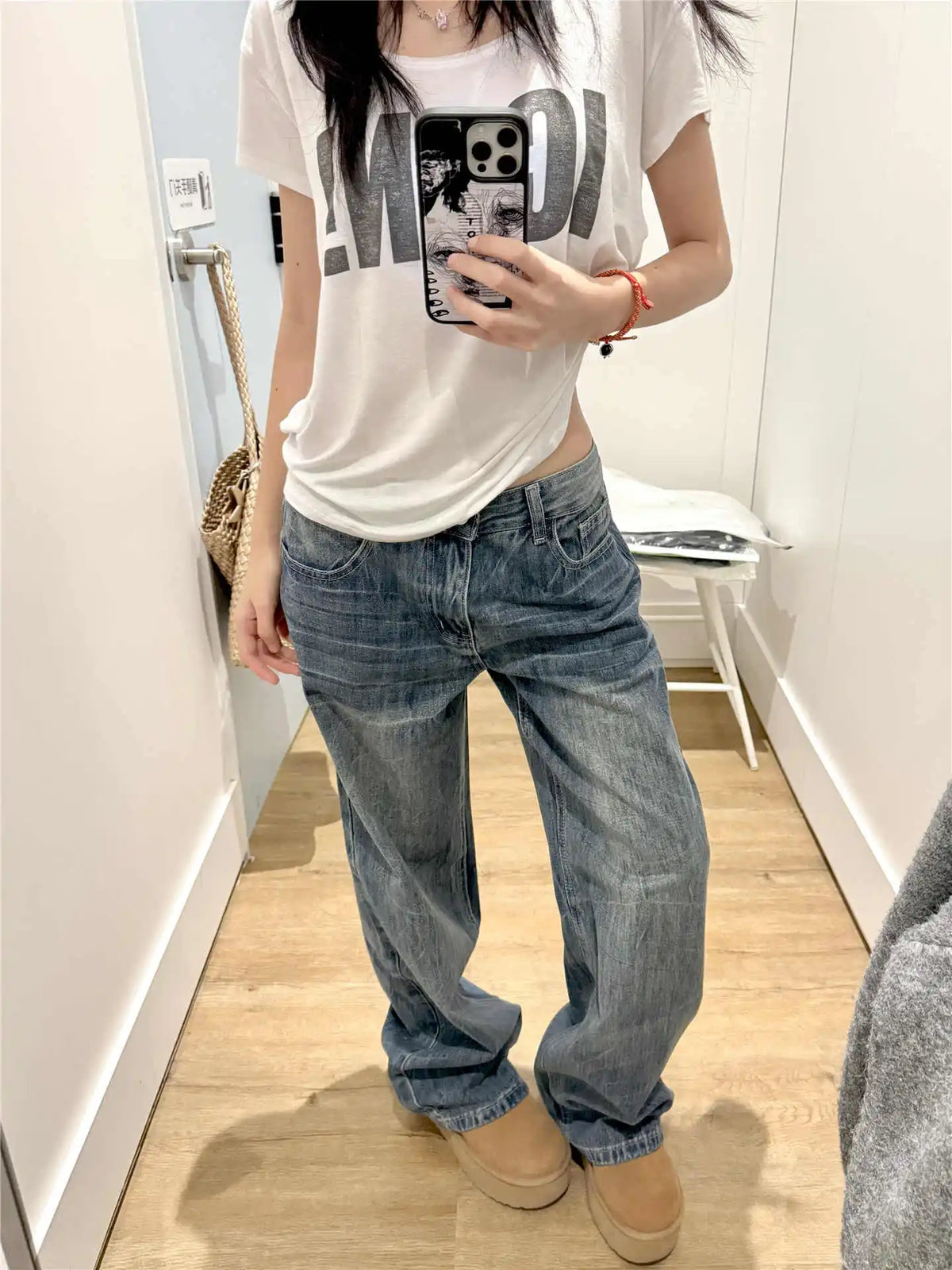 Women American Retro Baggy Jeans Streetwear Wide Leg Denim Pants Wide Fit Y2K High Street Harajuku Tide 2000s Trousers
