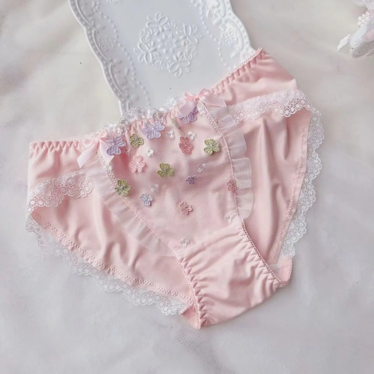 Cotton Ruffle Cute Lovely Sweety Girl Panties Bow Japanese Princess Style High Elasticity Breathable Sexy Women Underwear Breifs