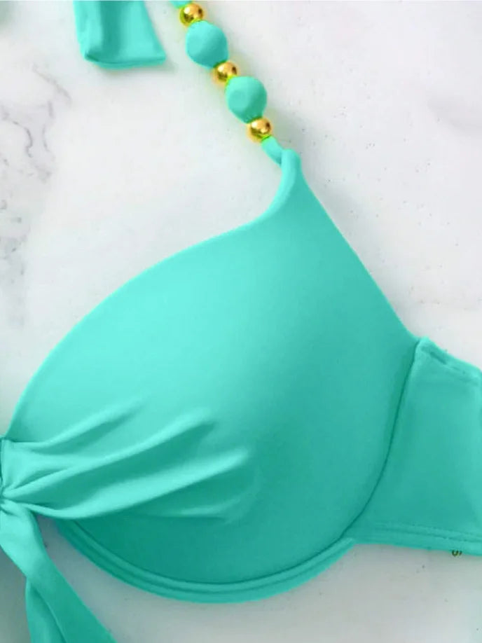 2026 Push Up Halter Bikini Printed Swimsuit Women Sexy Strappy Swimwear Female Bathers Bathing Swimming Swim Suit Beachwear