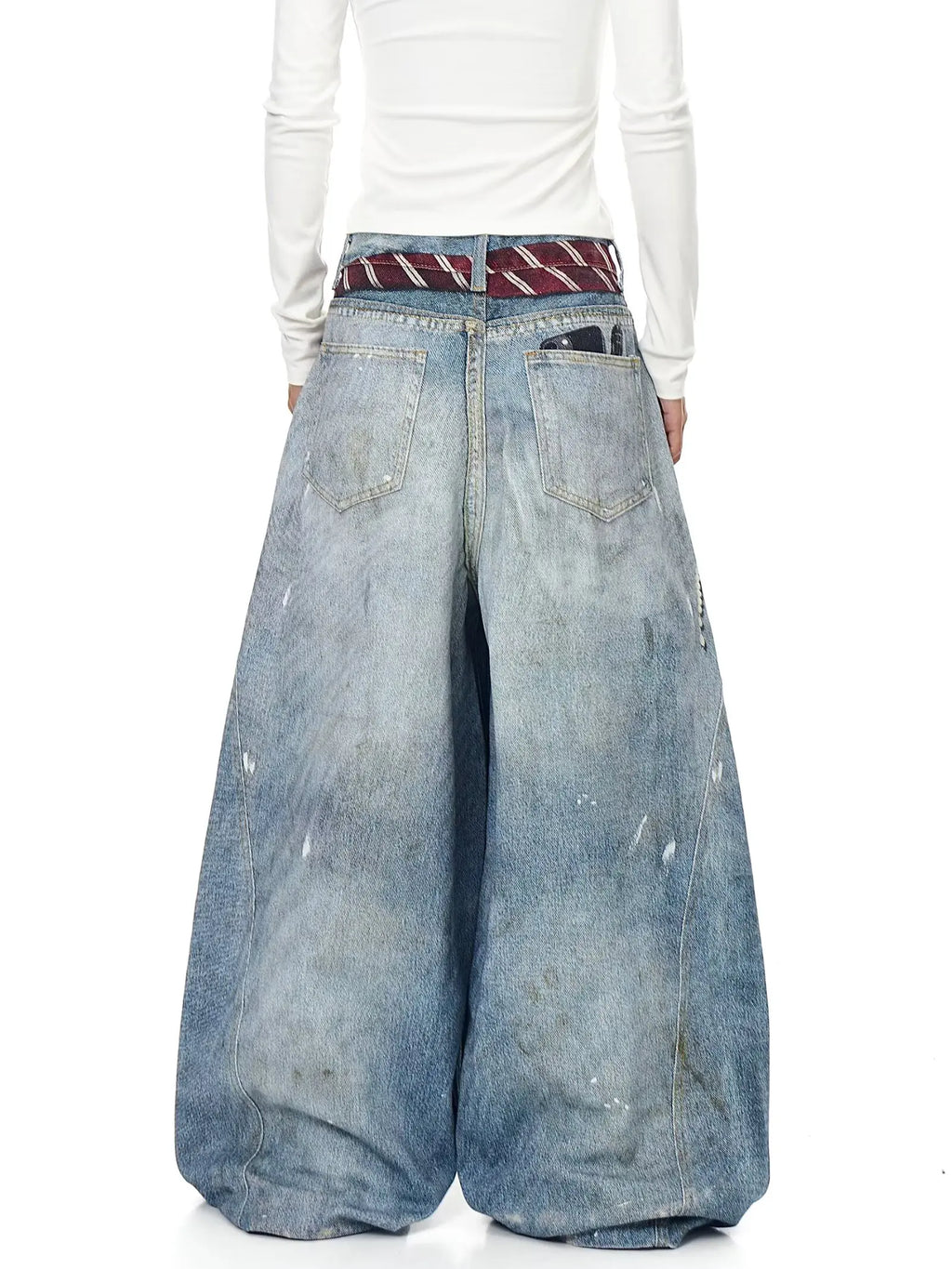 3D printed American retro straight leg wide leg jeans washed and worn high street jeans for women loose fitting Harajuku fashion