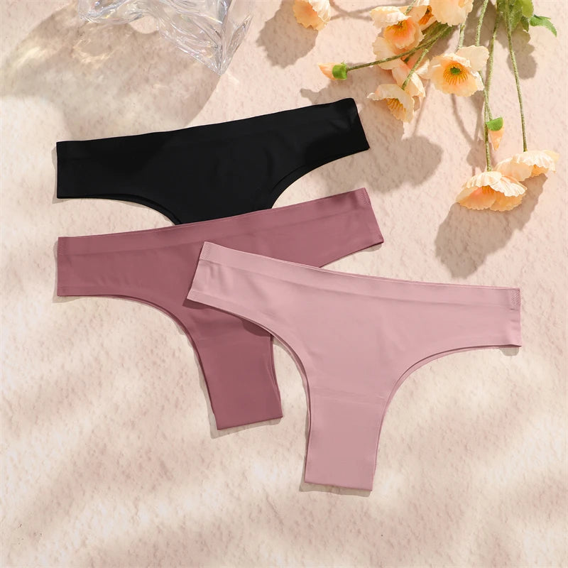 5Pcs Seamless Ultra-thin Underwear Women's Maillard Thongs Sexy Low Waist Brazilian Panties Female Ice Silk Invisible Lingerie