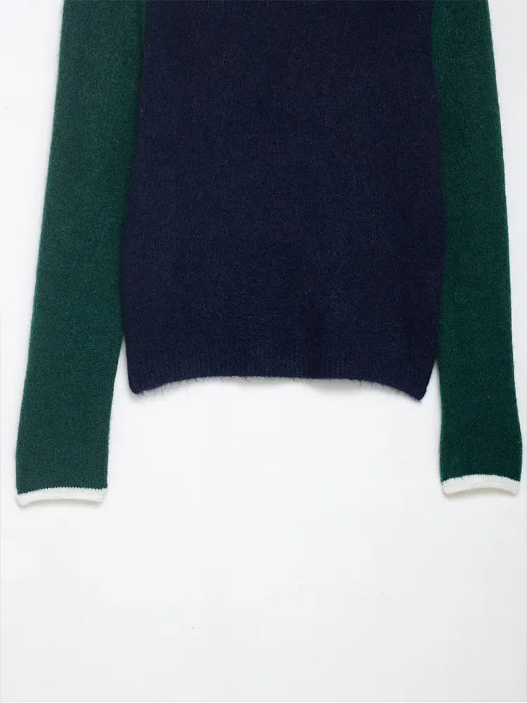 TFAFXY Women's 2025 Autunm Patchwork Knit Sweater Blend Fashion Ladies Loose Knitwear Pullover Top ﻿