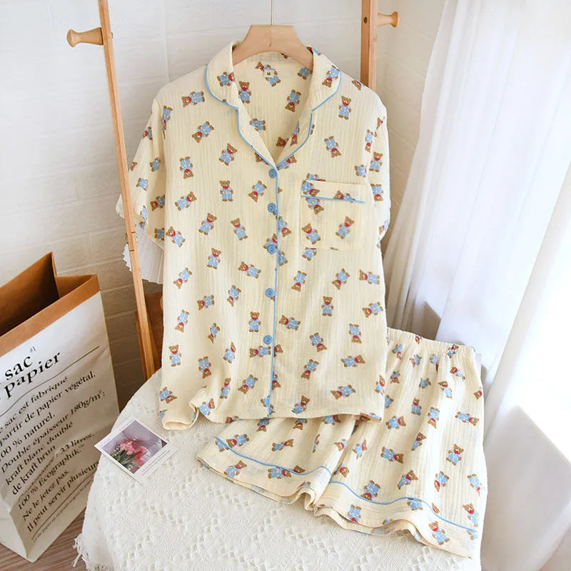 2023 Winter Women's Long Sleeved Pants Pajamas 100% Cotton Tulip Printing Home Service Set Simple Comfortable Pajamas Set