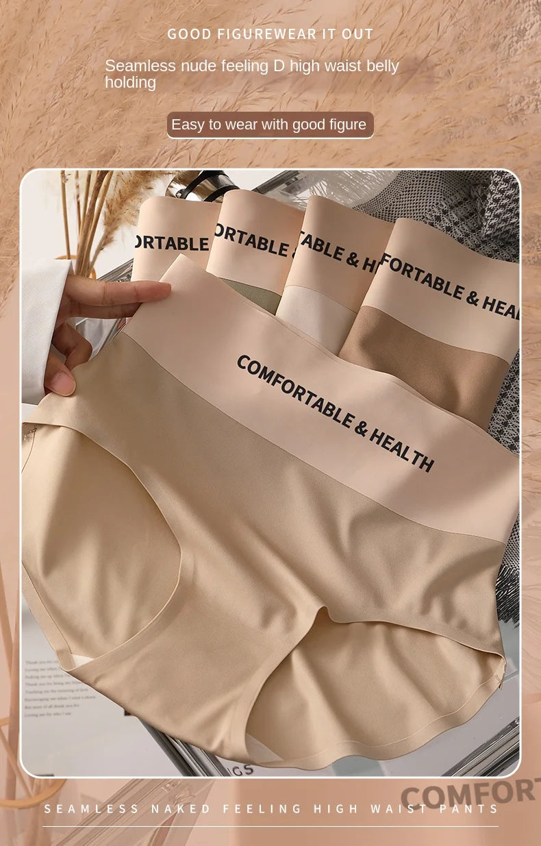 Invisible Panties Women Seamless Briefs Female Underpants Ultra-thin Underwear High Rise Panties Solid Comfy Lingerie Ice Silk
