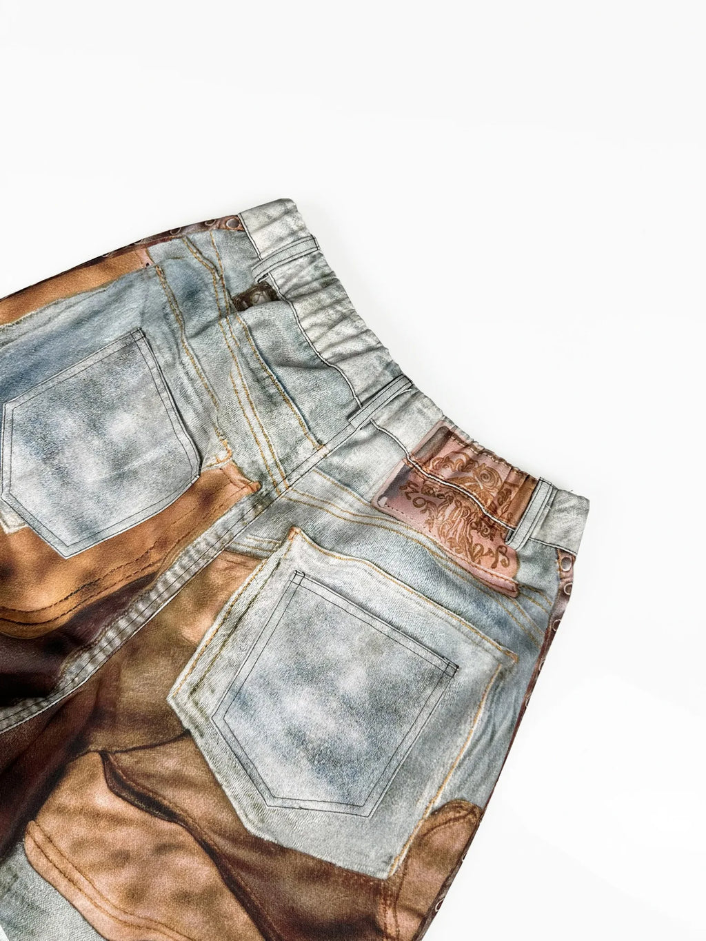 DEAT Fashion 3D Printed Wide Leg Curved Jeans Women's High Waist Loose Blue Streetwear Denim Pants New Tide Summer New 7AB9379