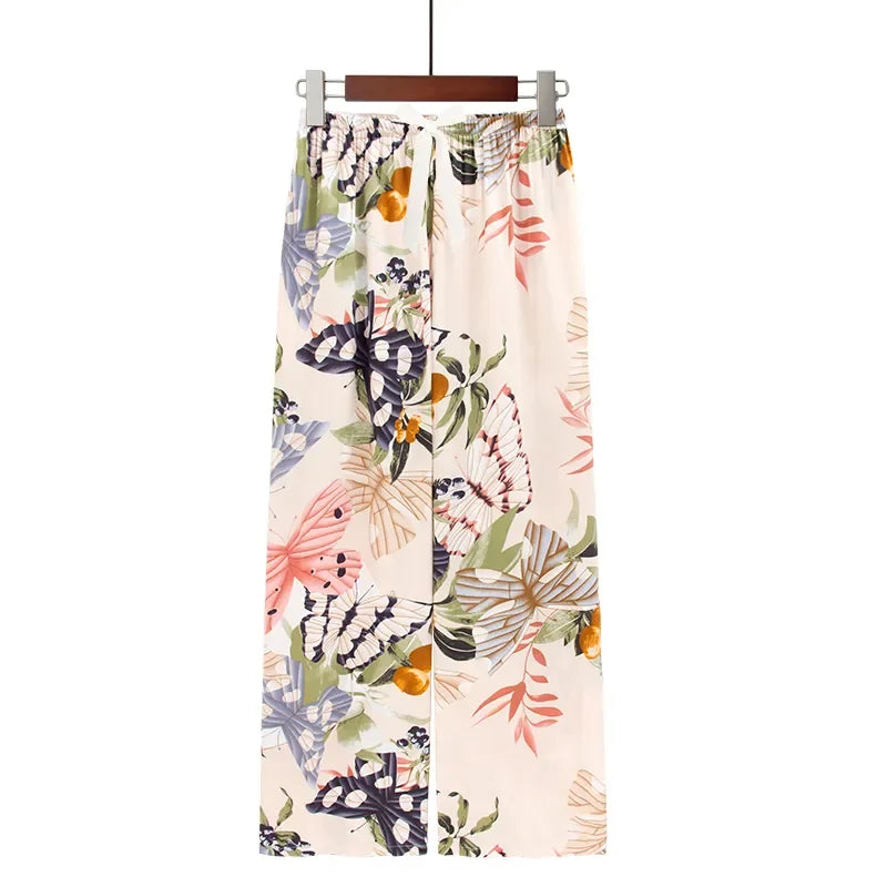 Women Spring Sleep Bottoms Wide Leg Pants Autumn Home Causal Summer Brand New Home Female Pajamas Sleepwear