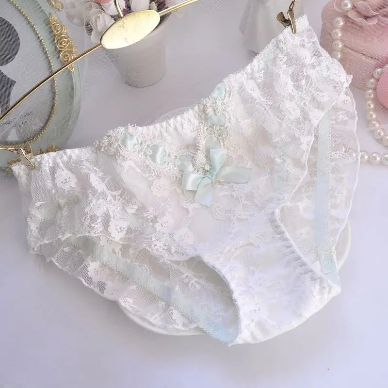 Cotton Ruffle Cute Lovely Sweety Girl Panties Bow Japanese Princess Style High Elasticity Breathable Sexy Women Underwear Breifs