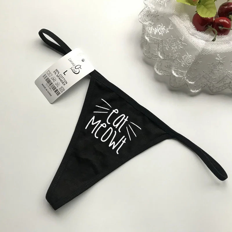 G string Underwear Women Hot Sexy Lingerie Panties Cotton Thongs T back Lingerie Ladies Funny Print T-Back Underwear
