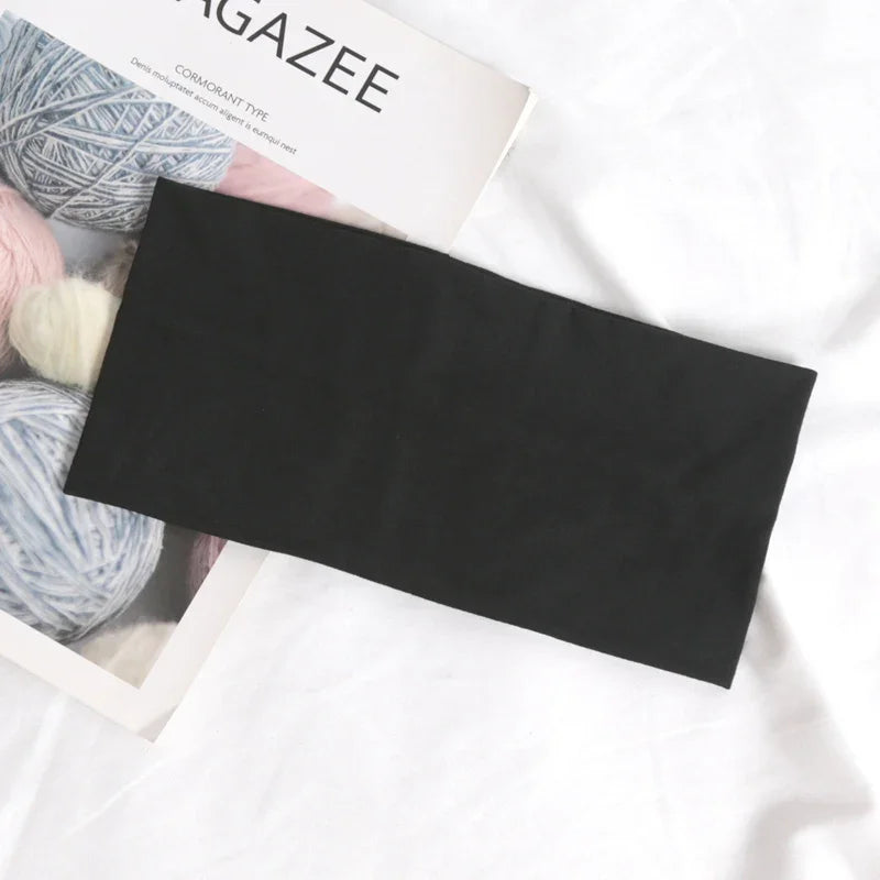 Korean Headband Running Solid Color Wide Elastic Hair Bands Women Men Sport Yoga Hairband Black Soft Wash Face Makeup Headwrap