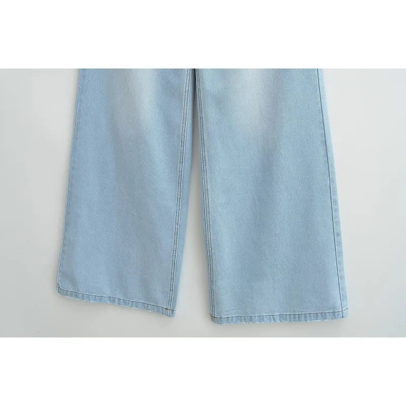 Women's Denim Pants Baggy Jeans Y2k Vintage Flared Wide New Low Waist Rise Oversize Pant Harajuku Fashion Woman Trousers
