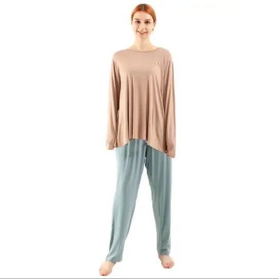 Novelty Loose Pajama Set 2pcs Bamboo Fiber Pyjama Set Women High Elasticity Sleepwear Nightwear Casual Home Clothes Pijama
