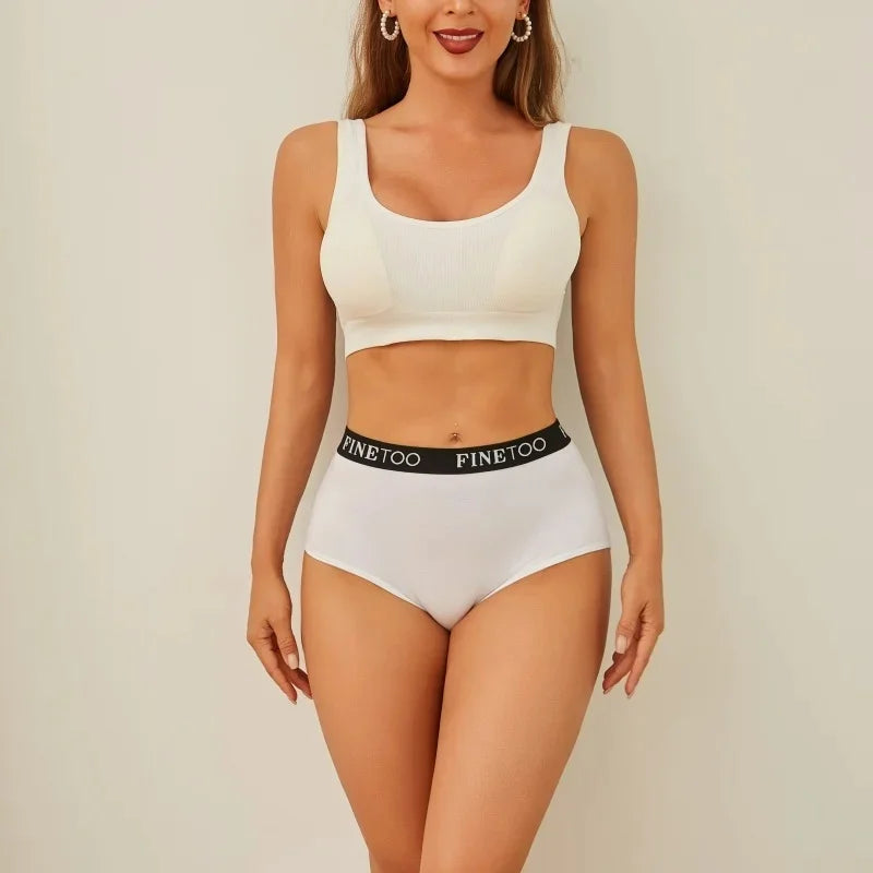 Finetoo 6Pcs/Set Women Cotton Seamless Briefs Women Plus Size Panties Breathable Underwear Female High Waist Soft Lingerie S-XXL