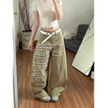 Women's Y2k Baggy Khaki Jeans Aesthetic 2000s Style Boyfriend Jean Pants Vintage Harajuku Letter Print Denim Trousers Clothes