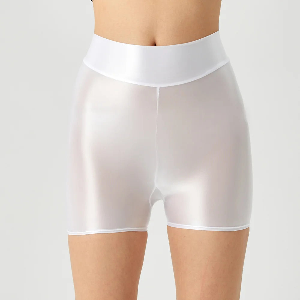 Sexy Women Stain Smooth Yoga Elasitc Shorts Oil Glossy Shiny Tight Casual Beachwear Fitness Short Safety Underwear