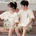 Couples Home Suit Women's Sleepwear Suit Man's Pajamas Set Cotton Short Sleeves Sleep Tops Shorts Pyjamas Nightwear Mujer Homme