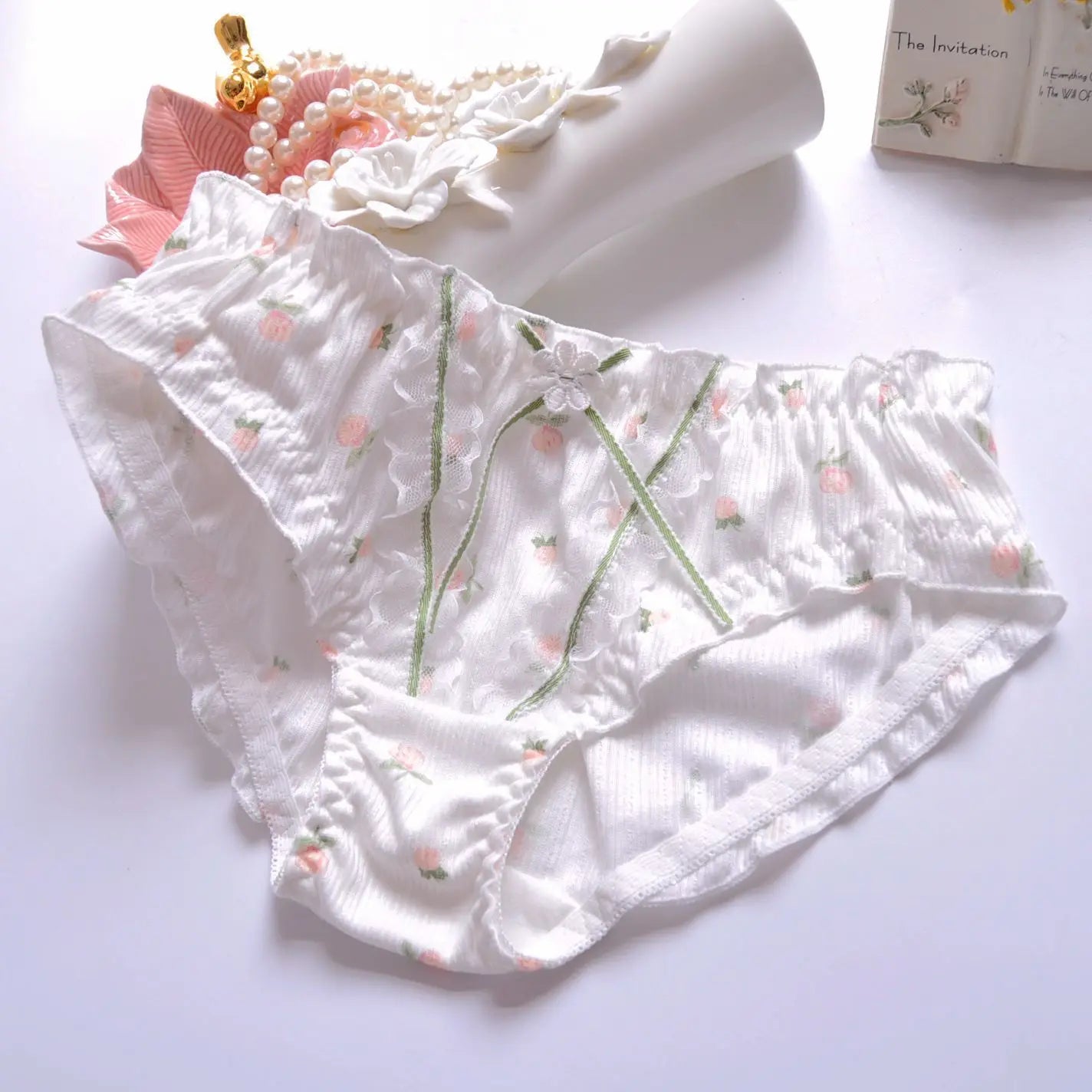 Cotton Ruffle Cute Lovely Sweety Girl Panties Bow Japanese Princess Style High Elasticity Breathable Sexy Women Underwear Breifs