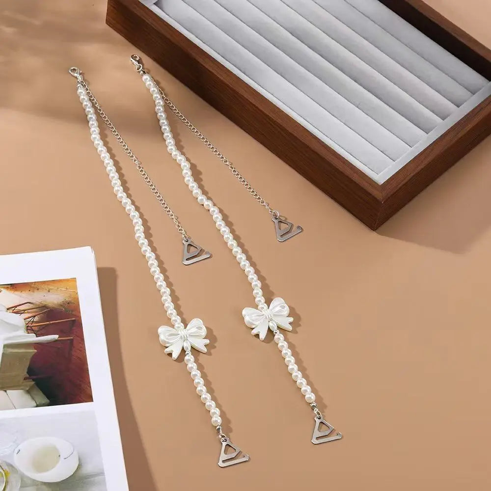 1 Pair New Bow Pearl Underwear Straps Adjustable Removable Bra Straps Replacement Shoulder Belts Women