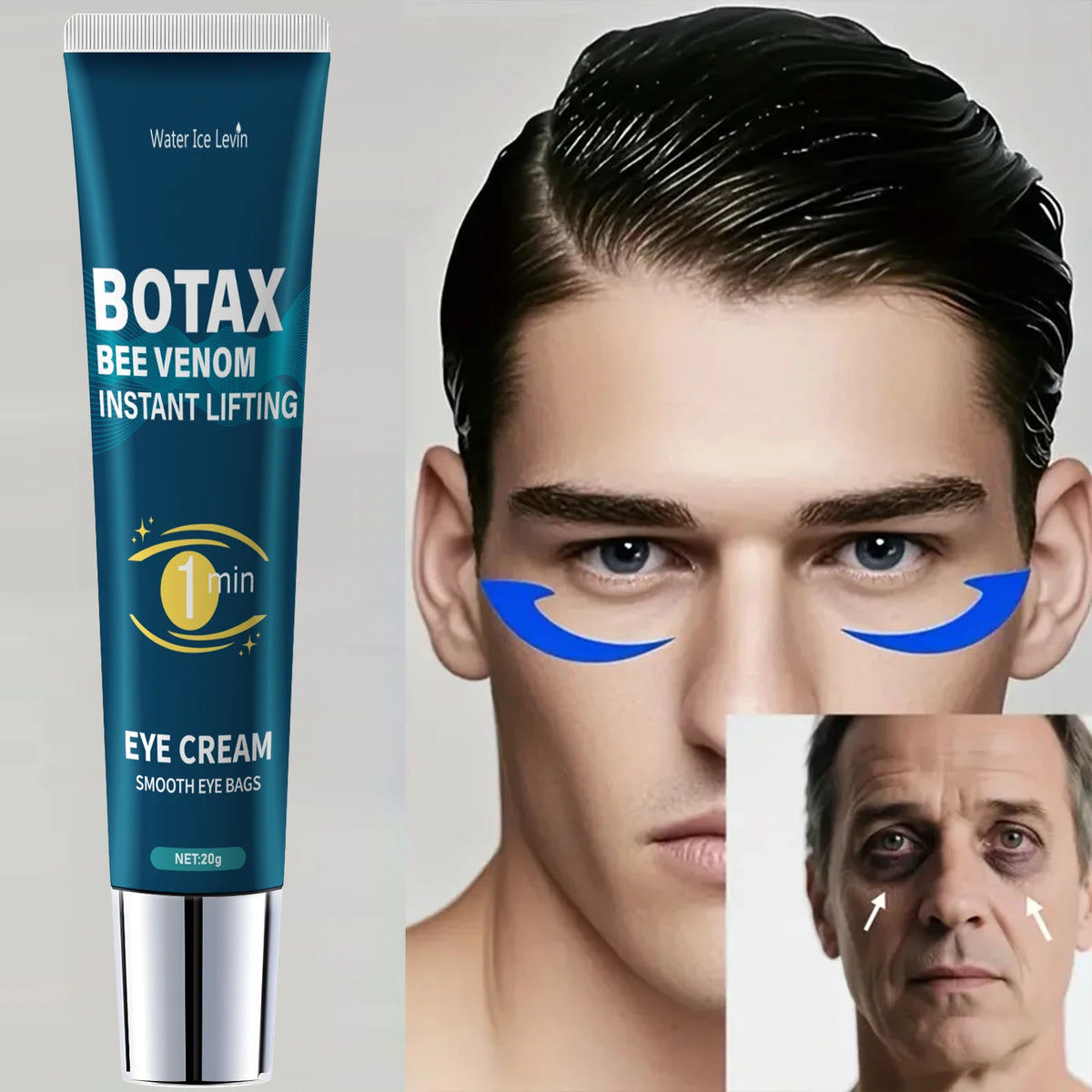 Eye Tightening Gel, Reduces Fine Lines, Contains Caffeine, Retinol, and Hyaluronic Acid, Moisturizes and Tightens the Skin, Alcohol-Free