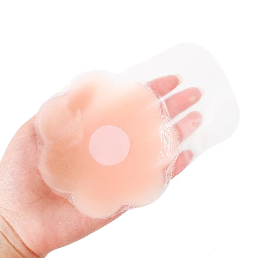 Reusable Women's Chest Petals Lift Silicone Nipple Cover Invisible Flower Leaf Self Adhesive Strapless Backless Stic