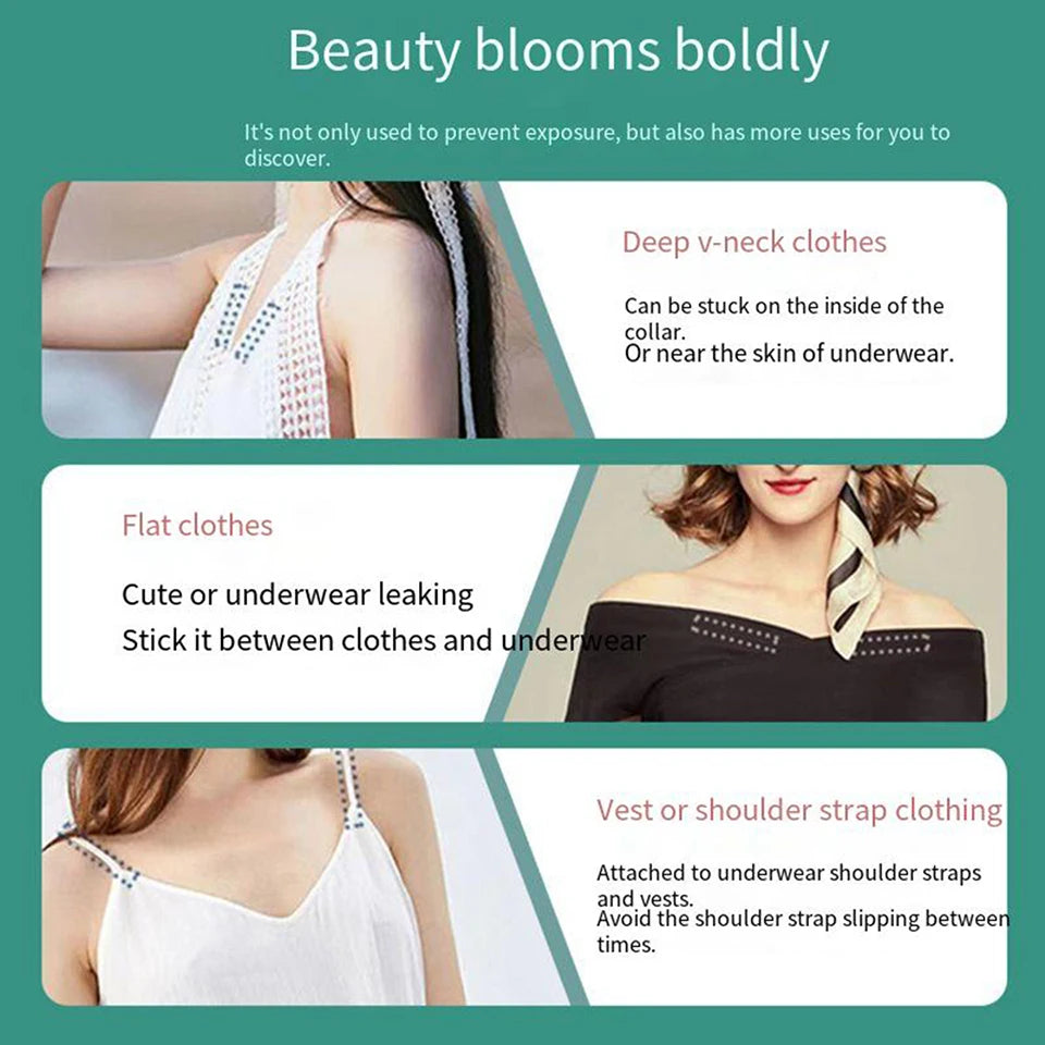 50pcs Double Sided Lingerie Clothes Tape Invisible Transparent Clothing Body Clear Tape Easy Tear Off For Women For Dress