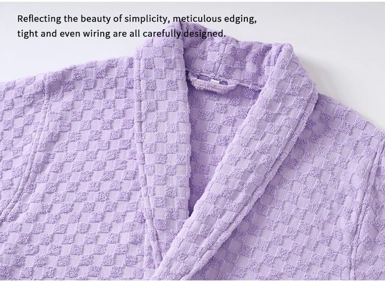 Cotton Bathrobe Towel Material Water Absorbent Quick-Dry Sleep Robes for Couples Spring and Autumn Bath Towel