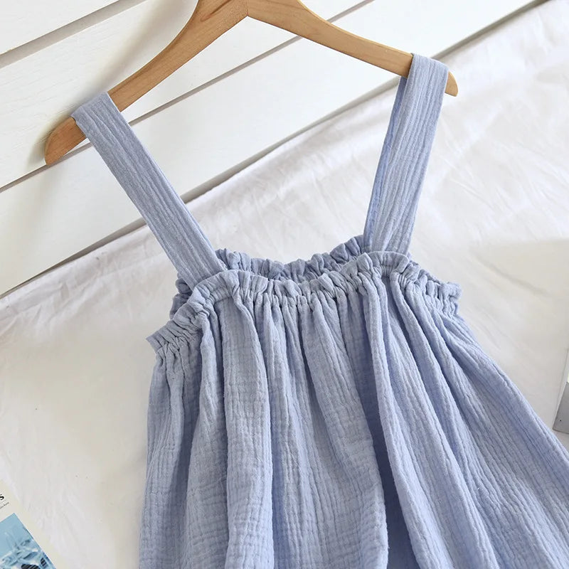 Fdfklak Pijamas Sexy Mujer Summer Sleeveless Gauze Cotton Women's 2 Piece Set Pyjamas Elegant New Soft Home Nightwear