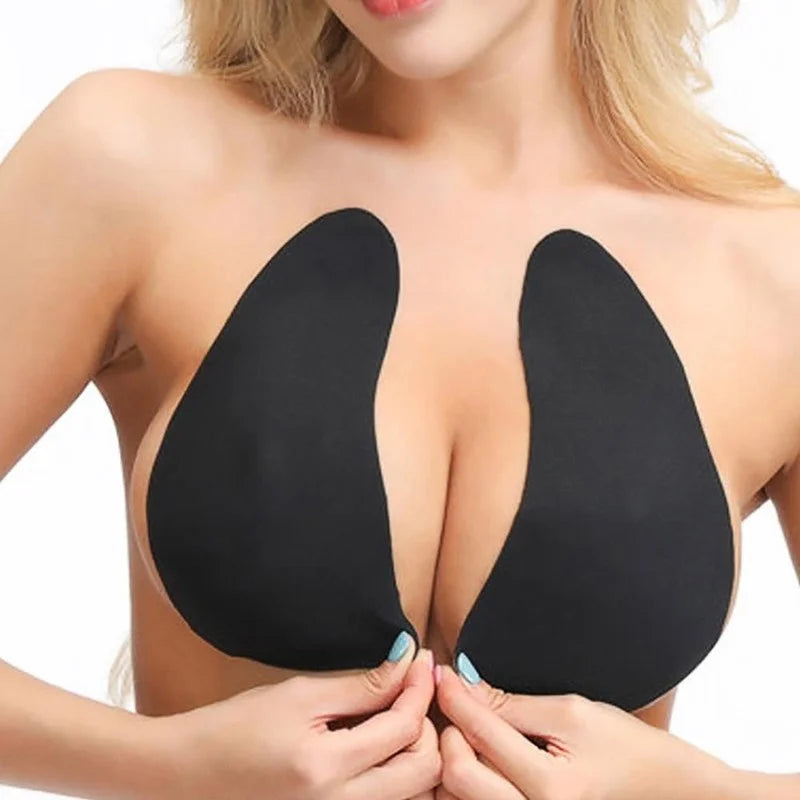 1 Pair Women Large Size Adhesive Bra Water Drop Shaped Invisible Breast Pads Silicone Lifting Nipple Cover Push Up Chest Sticker