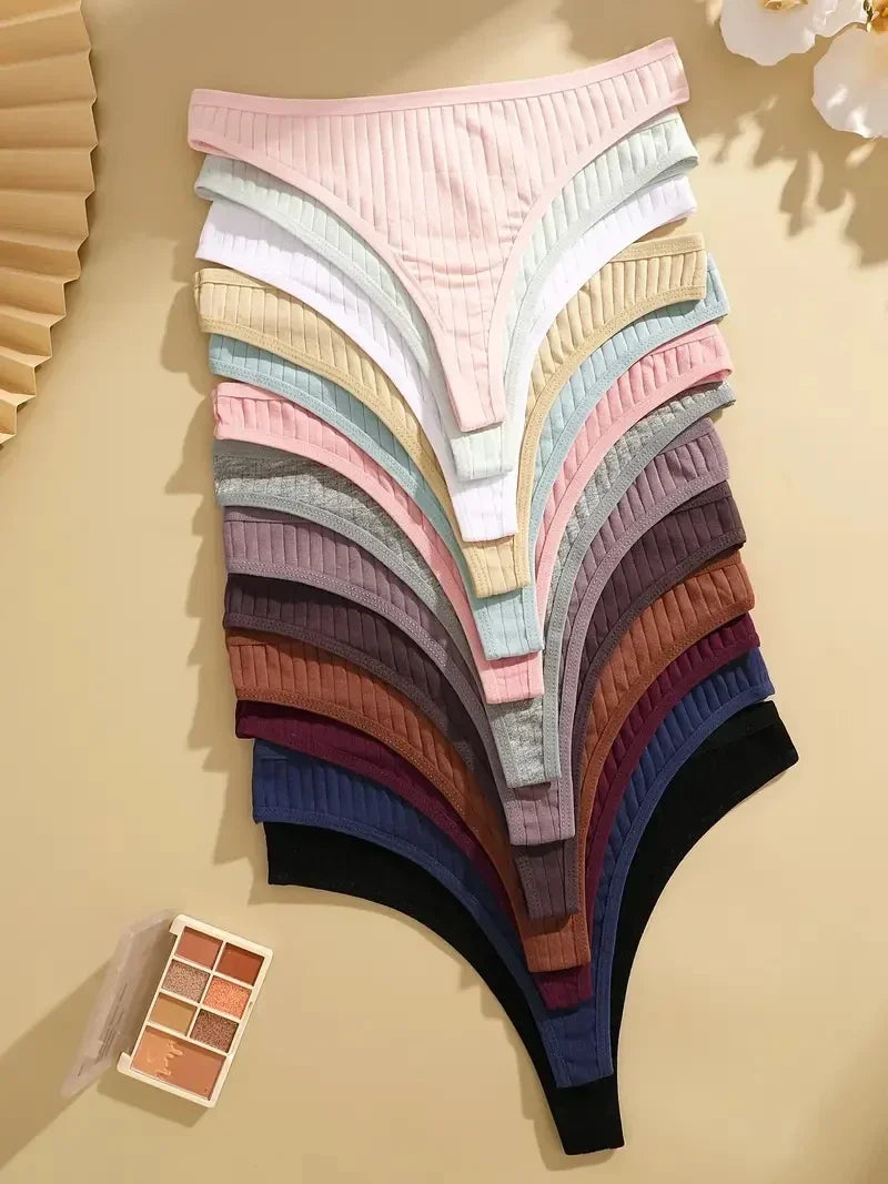 15Pcs/Set Women Cotton G-Strings Panties Female New Color Low Rise Thongs Ladies Sexy Bikini Girl Soft M-XL Intimates Lingerie