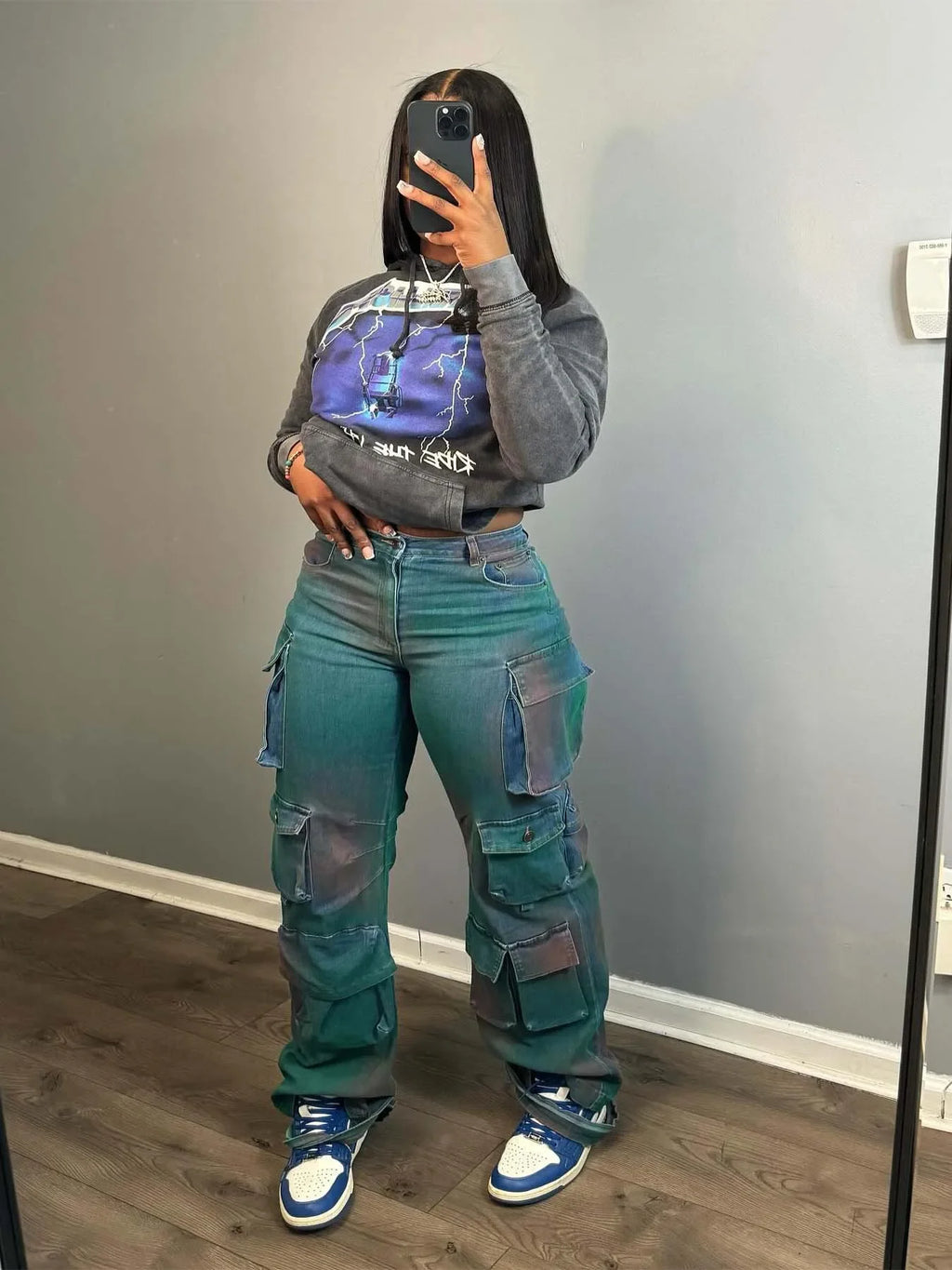 Jeans Women Straight Denim Cargo Pants High Stretch Loose Vintage Multi Pocket Button Denims 2024 Casual Distressed Trousers