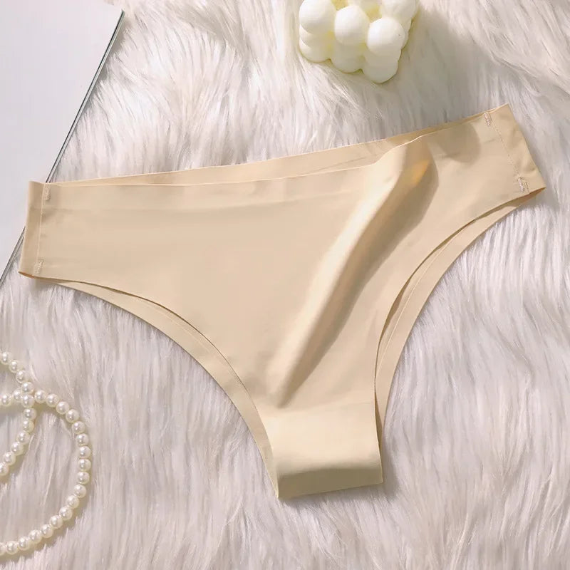 Seamless Panties Women Sexy Underwear Ice Silk Underpants Low Waist G-string Female Soft Solid Ultra-thin Briefs Трусы Женские