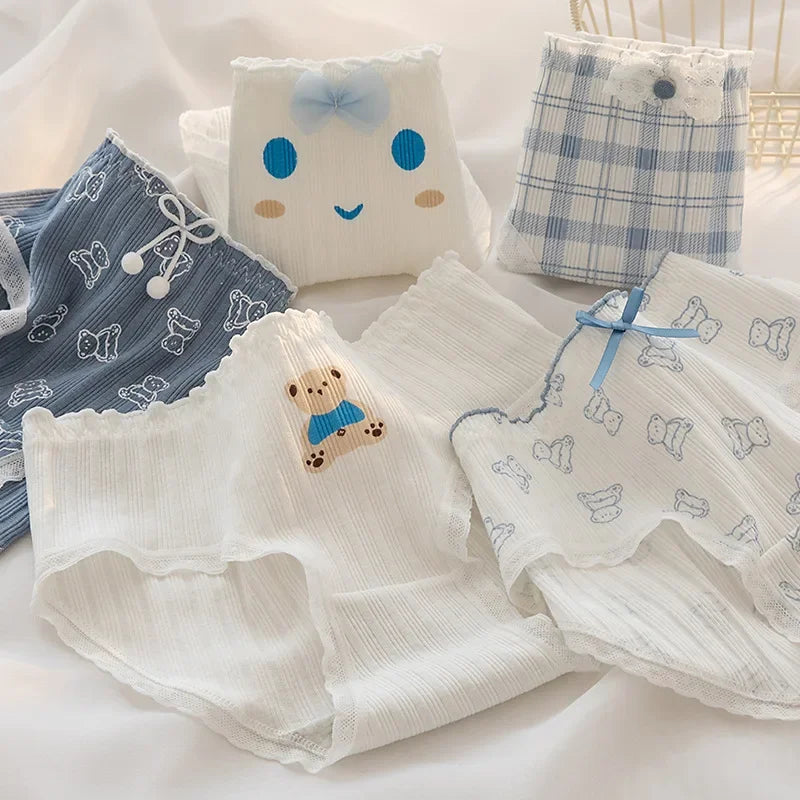 5Pcs/set Cotton Panties for Women Girl Briefs Underwear Plus Size Cute Soft Short Pantys Sexy Lingerie Female Ladies Underpants