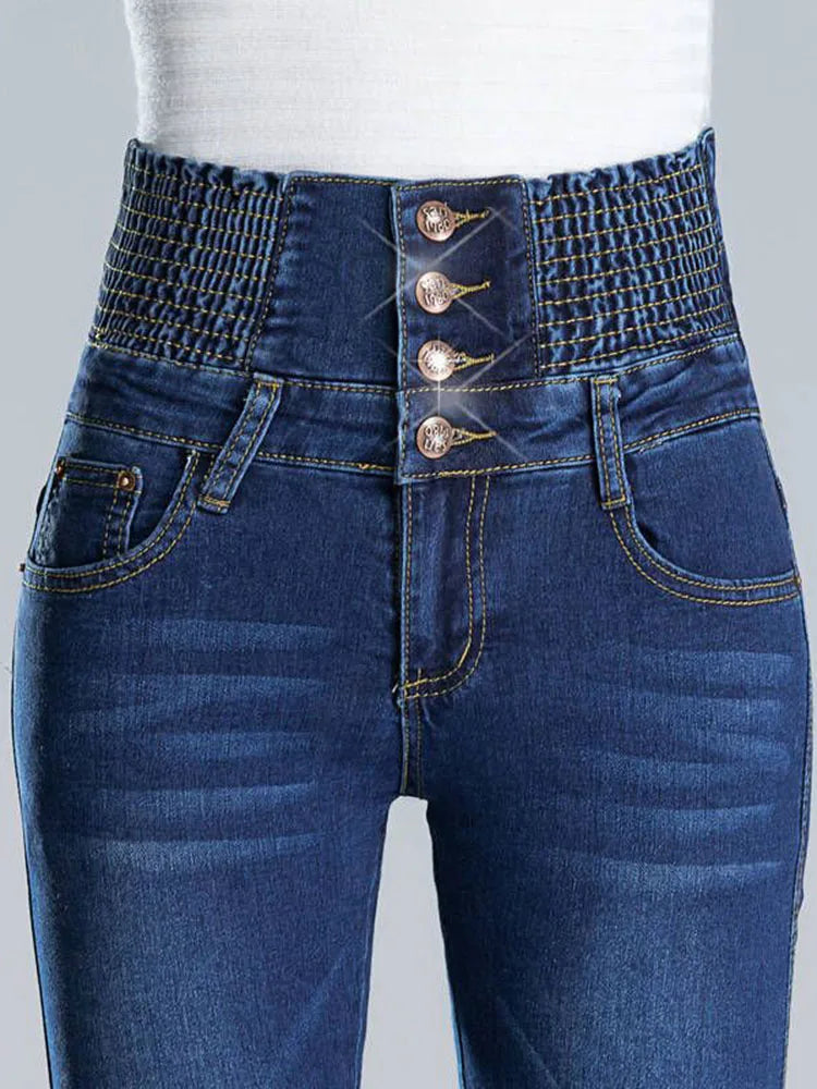 Skinny High Waist Pencil Jeans Women Oversize 40 Korean Casual Stretch Denim Pants Spring Fall Streetwear New Chic Vaqueros 2024