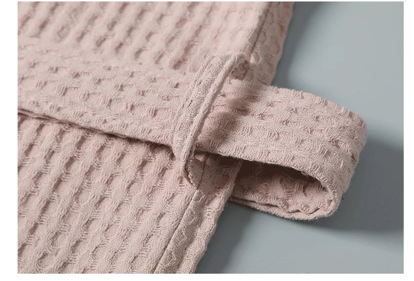 Cotton Bathrobe Spring/summer Thin Morning Robe Long Waffle Hotel Beauty Salon Bathrobe Women Sleepwear Sexy Pajamas Bath Robes