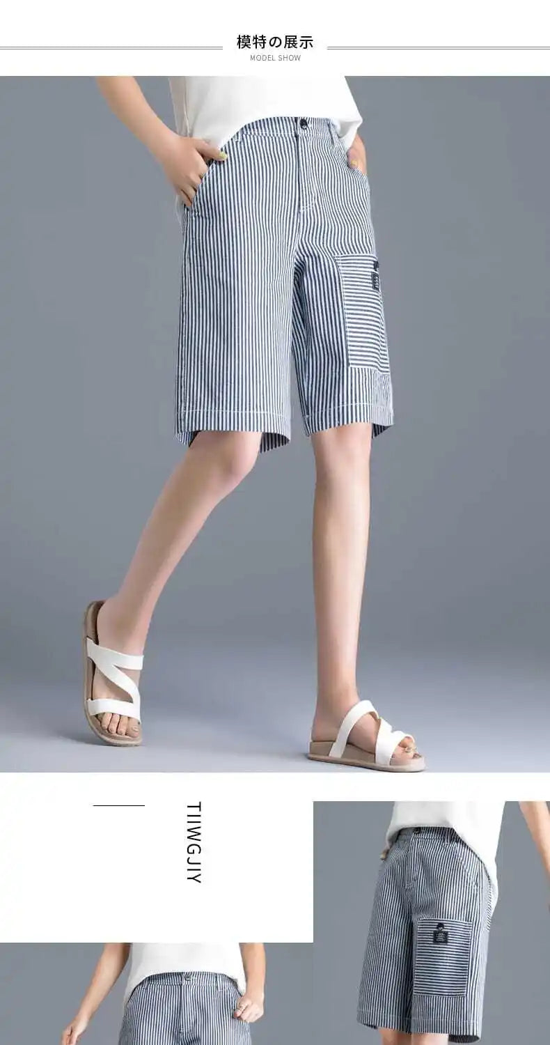 Striped Jeans Women's New Style Spring and Autumn Korean Style Women's Pants Straight Loose Trousers Wide-leg Pants for Women