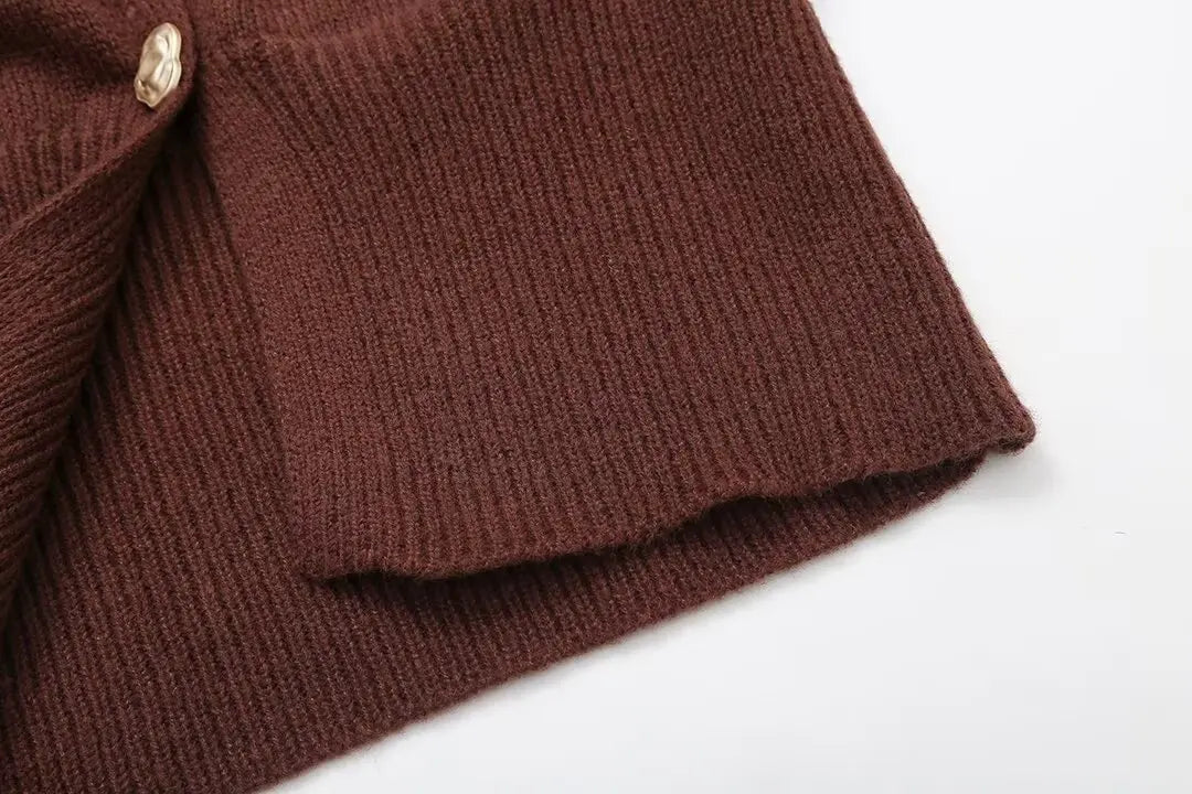 HH Woman Autumn Long Sleeves Slim Casual Sweater High Street Coat Women Solid Single Button Deep V-Neck Knitted Cardigan