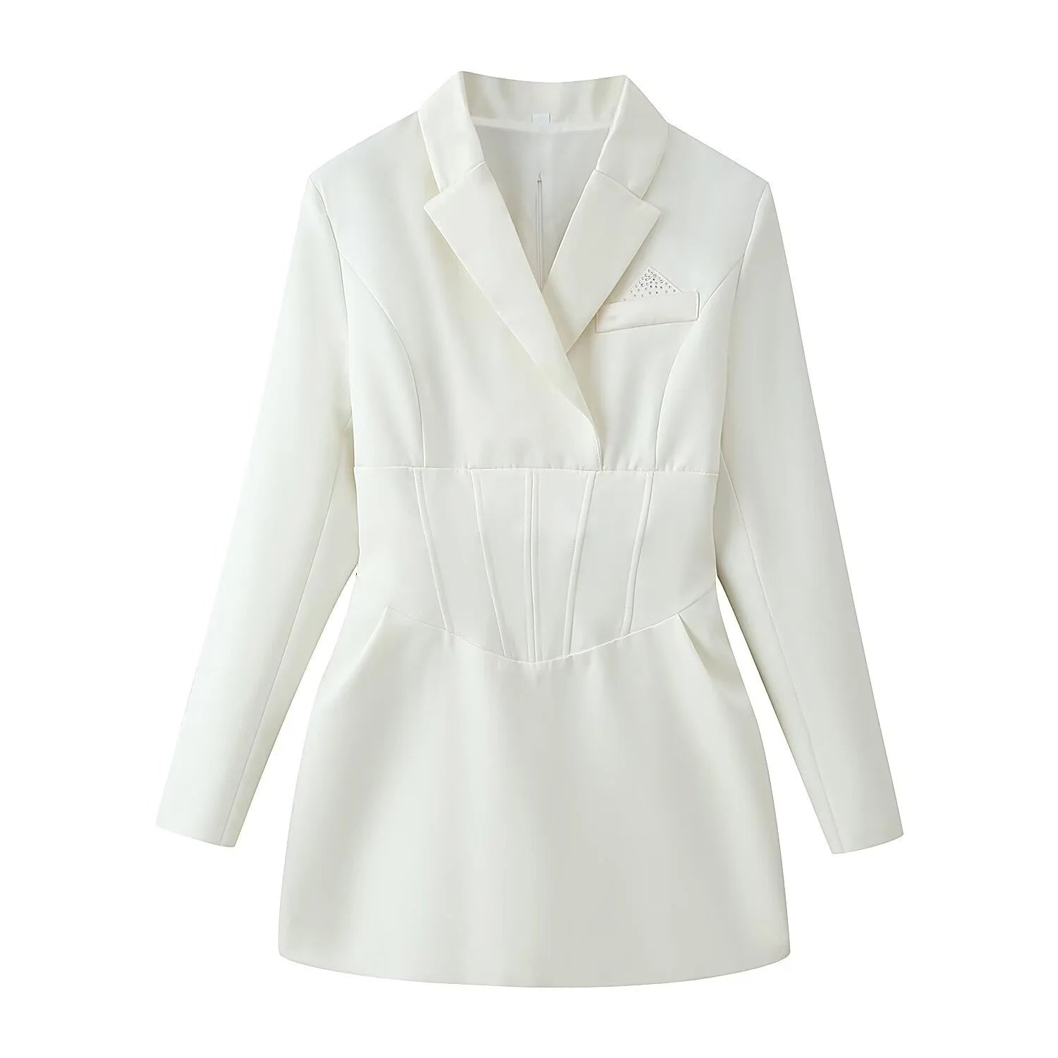 Women Waist-Cinching Blazer Mini Dress Spring Autumn Female Chic Long Sleeve Back Lace-Up Dress Sexy Lady OL Short Elegant Dress