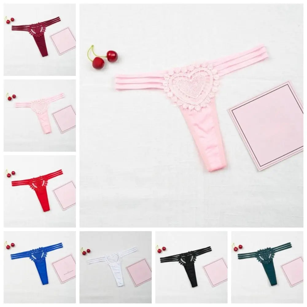Intimate Wear Low Waist Ladies' Underwear Thin Strap Lace Heart T-back Briefs Lingerie Panties Women's Thong Female