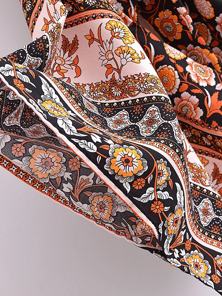 Vintage Women Fashion Boho Kimono Short Robe Swimsuits Floral Batwing Sleeves Rayon Bohemian Bikini Cover Ups Beachwear